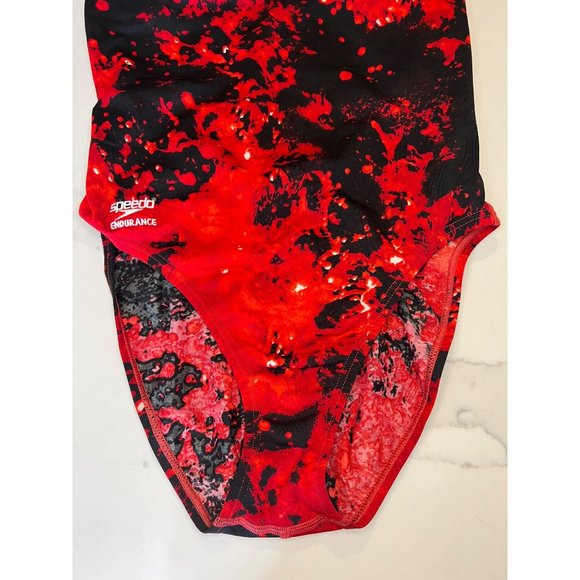 Speedo Endurance Red Black one piece Swimsuit Women’s 6/32 - Picture 2 of 7